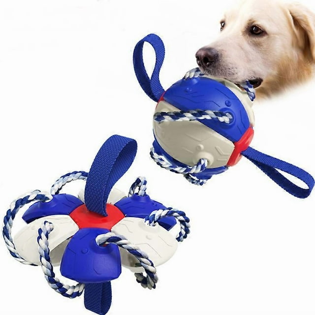 Pet UFO Ball Toy Pet Flying Saucer Football Toy With Soft Rope For Catching And Biting Dog Outdoor Training Ball