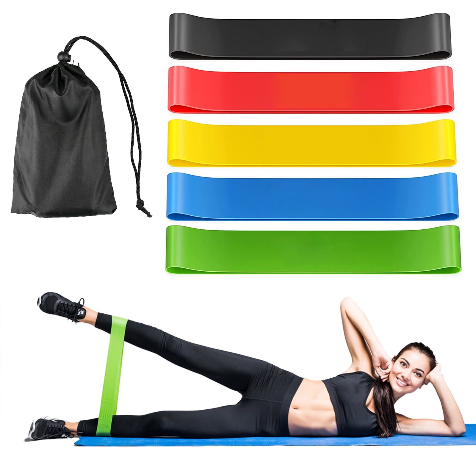 Set of 5 Resistance Bands Loop Exercise Workout CrossFit Fitness Yoga Booty Band 