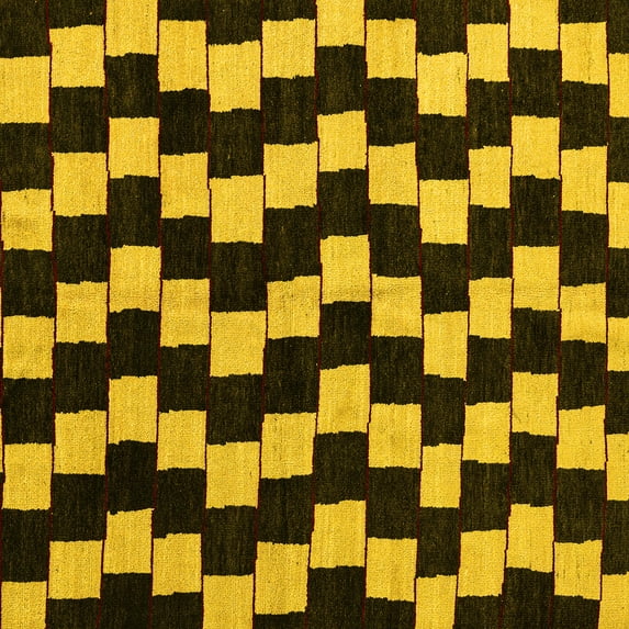 Ahgly Company Machine Washable Indoor Square Abstract Yellow Modern Area Rugs, 7' Square