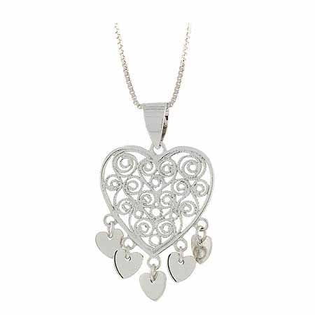 

GIFFIH Sterling Silver Filigree Chandelier Heart Pendant