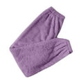 thumbnail image 4 of WTOBBY Women's Solid Color Trousers with Cuffs, Casual Pajama Pants for Sleepwear and Home Use, Comfortable Fit with Cuffed Ankles, Women's Versatile Pants for Lounge and Bedtime,Purple XL, 4 of 5