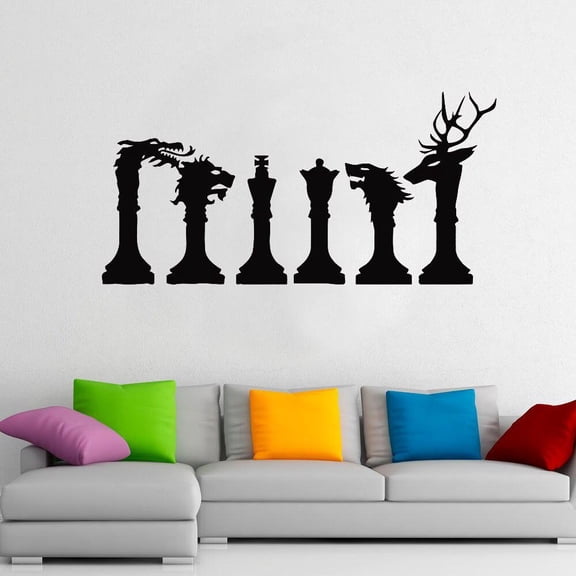 Chess Vinyl Wall Decal Animals Head Art Door Window Vinyl Stickers Living Room Study Nursery Home Decor Creatives Wallpaper 42x84cm