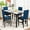 White & Blue, variant on LTTROMAT 5-Piece Dining Table Set, Faux Marble Tabletop, Velvet Upholstered Chairs, Compact Kitchen Set, White/Blue