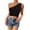Black, variant on Diufon Crop Tops for Women Summer Casual Knit Solid Color Tops One Shoulder Sleeveless Blouses