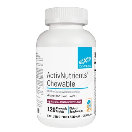 XYMOGEN ActivNutrients Chewable - Children’s Multivitamin for Wellness Support - Antioxidant & Micronutrition Support - Non-GMO & gluten-free - Mixed Berry Flavor - 120 Count