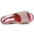 thumbnail image 4 of Sandalias Plataforma Brillo Allegra K Tacones de Cuña Rosado Talla 39, 4 of 6