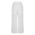 thumbnail image 5 of jtjvou 2025 Womens Crochet Swimsuit Coverup Pants High Waisted Drawstring Sheer Mesh Knit Wide Leg Beach Pant White XXL, 5 of 8