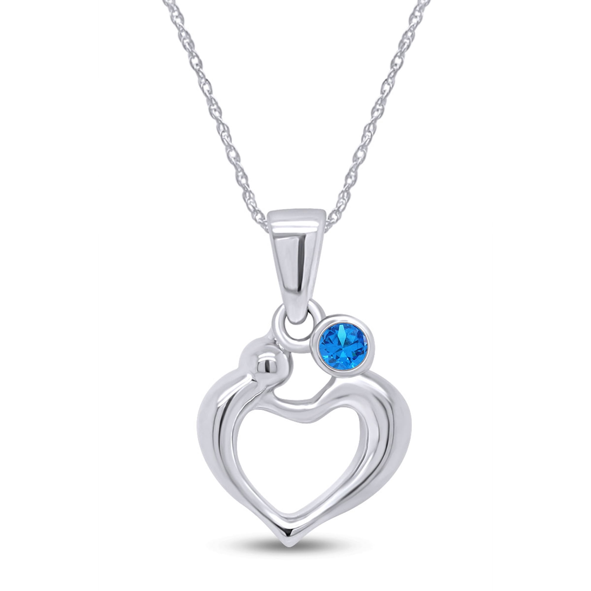 Round Silver Mothers Day Heart Pendant