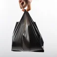 thumbnail image 3 of Bolsa de plástico negra tipo chaleco de 100 piezas para cocina, sala de estar, bolsa de almacenamiento de basura limpia, para llevar, para empacar la basura con asa, 3 of 4