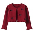 thumbnail image 1 of Économies d'Hiver! SROBPTY Manteau Cardigan à Manches Longues avec Nœud Coloré pour Filles, Vestes d'Hiver Rouges pour Tout-Petits, 11 Ans, 1 of 4