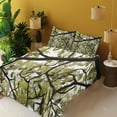 thumbnail image 3 of Ambesonne Tree Fitted & Top Sheet Set with Shams, Close up Leafy Branches Photo, Avocado Green Dark Brown, 3 of 7