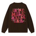 thumbnail image 4 of Gibobby Sudadera oversize mujer Sudadera de manga larga con cuello redondo para mujer(Marrón,M), 4 of 5