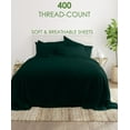 thumbnail image 2 of 20-inch Extra Deep Pockets - Pure Giza Cotton King Size, Teal Blue Color Bedsheet Set - 400-Thread-Count, 6-PC [1 flat sheet, 1 fitted sheet, 2 pillowcases], 2 of 7