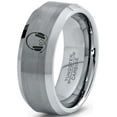thumbnail image 1 of Tungsten Audiophile Audio Music Love Band Ring 8mm Men Women Comfort Fit Gray Bevel Edge Brushed Polished, 1 of 4