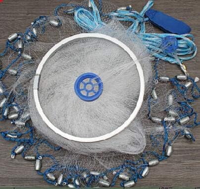 circular fishing net cast slow mo American Style Multifilament / Frisbee Fishing Cast N INDIAN SLINGSHOT Lawaia Throw Net Saltwater Fishing