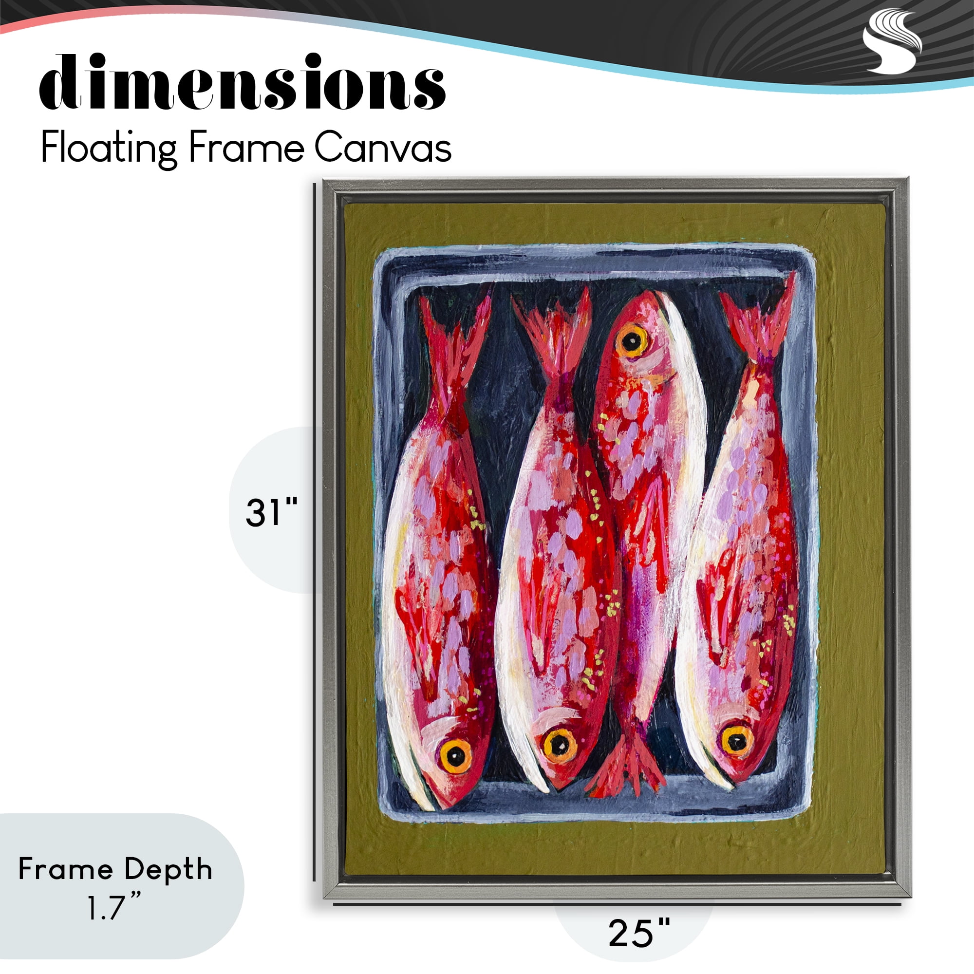 Stupell Industries Red Fish on a Platter Gray Framed Floater Canvas Wall Art, design by Rachel Nerney
