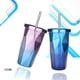thumbnail image 3 of Ounissouiy Taza de agua con botellas de paja para niños y adultos, hervidor de viaje para acampar, taza portátil de acero inoxidable para bebidas, Utensilios de cocina Oro Púrpura Ounissouiy HA066249-05, 3 of 6