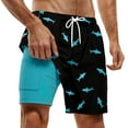 thumbnail image 2 of Letdown 7 Inch Men Swim Trunks Compression Liner Quick_Dry Drawstring Male Swimwear Bottom Swimtrunks Pattern Boardshorts (Blue,XXL), 2 of 4