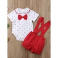 2Pcs Infant Baby Boy Gentleman Formal Suit Bow Tie Button Short Sleeve