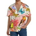 thumbnail image 2 of Picia Flowers And Birds Watercolor Men's Linen Shirts Short Sleeve Cuban Beach Shirts Casual Shirts Button Down Shirt for Men Beach Summer Wedding Shirt-XX-Large, 2 of 7