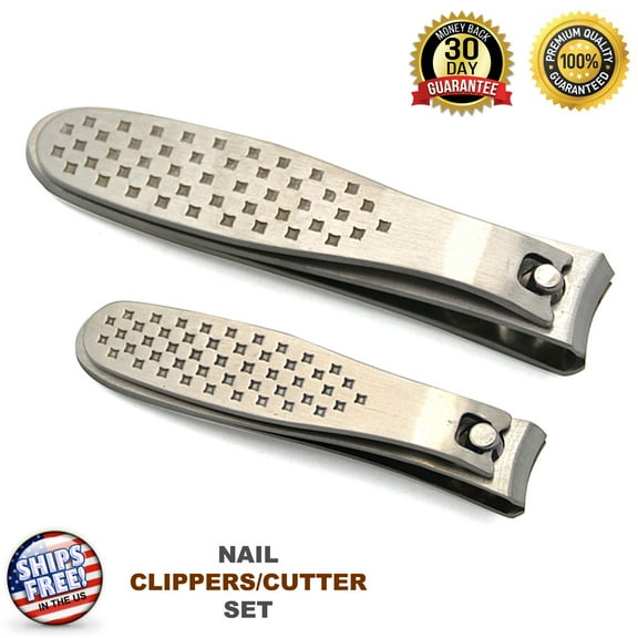 Stainless Steel Fingernails Cutter Trimmer Toe Nail Clippers Set 2 Pc Manicure Pedicure Tools By Krisp Beauty