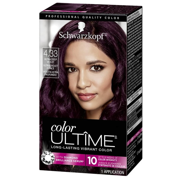 Schwarzkopf Color Ultime Hair Color 4.33 Ultra Deep Violet 1 aplicación - Tinte permanente para el cabello morado para una intensidad de color vívida y un brillo resistente a la decoloración hasta 10