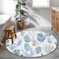 thumbnail image 4 of Coastal Blue Coral Round Area&nbsp;Rug 4ft Hand Painted Style Seagrass Ocean Plant Marine Life Non-Slip&nbsp;Washable Circle Rugs Soft Felt Indoor Floor Mat for Bedroom Kitchen Living Room Bathroom, 4 of 9