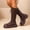 Brown, variant on Women Winter Warm Round Toe Lace up Platform Chunky Block Heel Knee High Fashion Leather Boots Comfort Footwear White 43