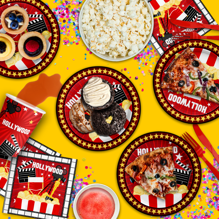 hollywood-movie-night-birthday-party-supplies-set-plates-napkins-cups-tableware-kit-for-16-walmart-com