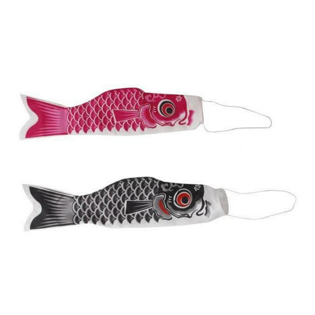 Par de japonesa Resistente de Agua Duradero de Alambre Colgante Negro + Rosa 70cm Hugo Manga de viento japonesa Koinobori