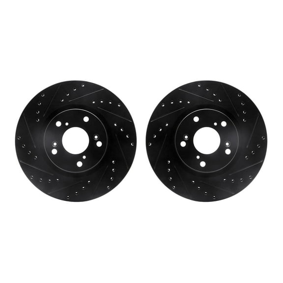 Dynamic Friction Company Front Brake Rotors-Drilled and Slotted-Black 8002-59005