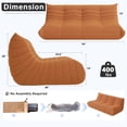 thumbnail image 2 of 3-Seater Orange Memory Foam Floor Sofa With Quilted Teddy Texture, Modern Modular Lounge Chair For Living Room, 2 of 5