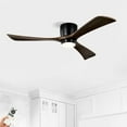 thumbnail image 3 of 52" Flush Mount Solid Wood Blades Ceiling Fan with Lights Remote Control,Quiet DC Motor, 6 Speed ,Reversible Ceiling Fan for Patio Living Room, Bedroom, Office,Indoor.(Matte Black), 3 of 14