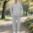 thumbnail image 2 of Jinhomg Mens 2 Piece Outfits Crewneck Fleece Sweatshirt and Elastic Waist Sweatpants Jogger Suits Athletic Gym Workout Warm Pants Set, 2 of 7