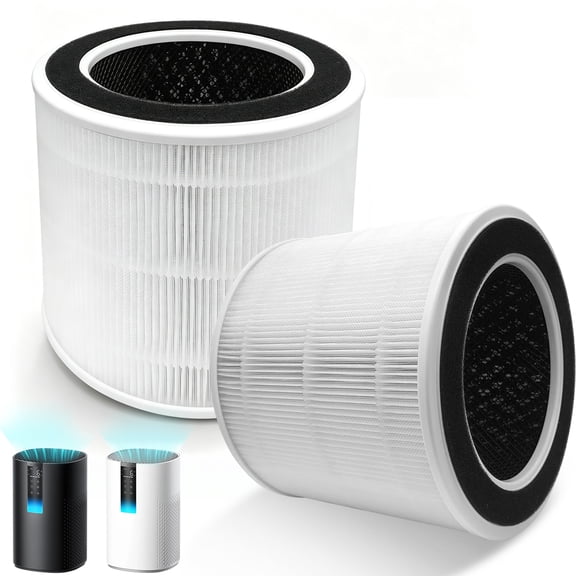 2 Pack DR-HAP005S Replacement Filters Compatible with Dreo Air Purifier, True H13 HEPA Filter, 4-Layer Carbon Filtration, BPA-Free (White)