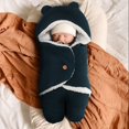 thumbnail image 3 of Saco de dormir para bebé recién nacido de otoño e invierno con forro polar grueso y cojín antipatadas para bebé, cálido y envolvente, 3 of 6