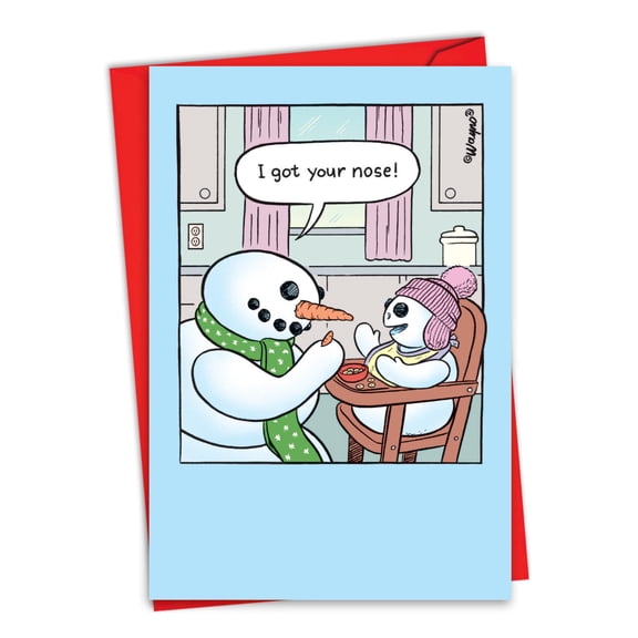 NobleWorks Funny Christmas Thank You Greeting Card with 5 x 7 Inch Envelope (1 Card) Got Your Nose C10730XTG