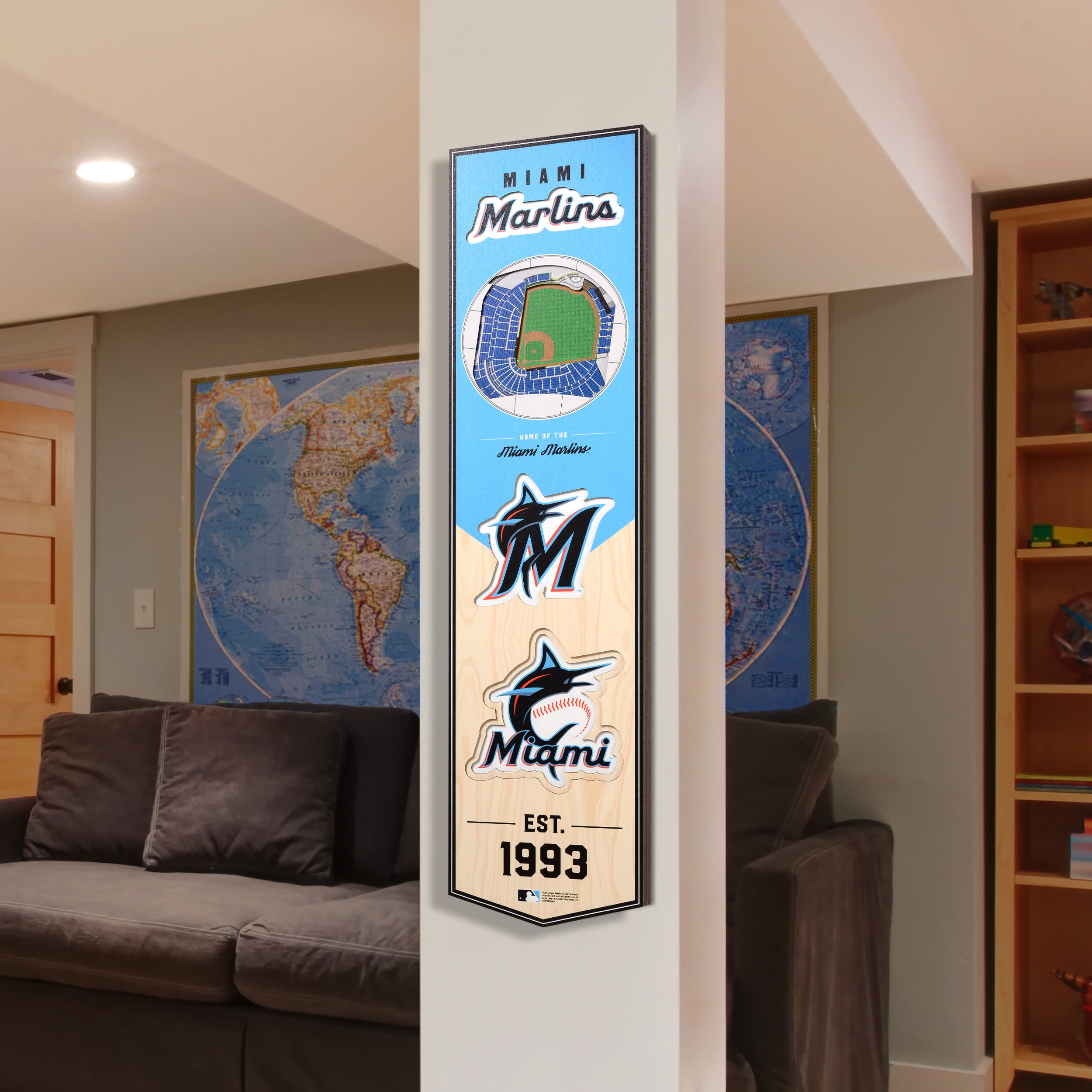 YouTheFan MLB Miami Marlins 8x32 Stadium View Banner