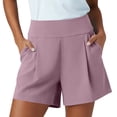thumbnail image 2 of Omexry Jean Shorts Womens High Waisted Women's Solid High Waisted Pleated Shorts - Wide Leg Casual Shorts with Pockets Pink XXXL, 2 of 7