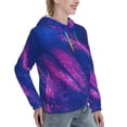 thumbnail image 6 of Fotbe Neon Gradient Blue Pattern Womens Long Sleeve Hoodie, Pullover Hooded Sweatshirt, Kangaroo Pocket Hoodie with Eye-catching Drawstrings-Medium, 6 of 7