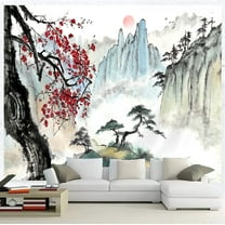 Japanese Tapestry, Cherry Blossom Tapestry, Asian Japanese Wall Tapestry, Nature Landscape Tapestries for Bedroom Living Room Home Decor