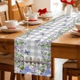 thumbnail image 5 of Spring Purple Flowers Table Runner - 60 Inch Long Farmhouse Leaves Fences Gray Plaid Cotton and Linen Blended Dress Scarves Farmhouse Table Runner for Kitchen Dining, Coffee Table, 13" x 60", 5 of 8