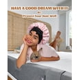 thumbnail image 5 of Satin Bonnet for Sleeping, Double Layer Hair Bonnet with Elastic Tie Band, Soft Night Cap for Curly and Straight Hair(Black + Peach Pink), 5 of 12