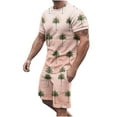 thumbnail image 2 of Edvintorg Men 2 Piece Outfits Sets 2025 Trendy Hawaiian Print Short Sleeves Casual Beach Short Sleeve Round-Neck Shirts and Shorts Sets Man Clothes XXL, 2 of 5