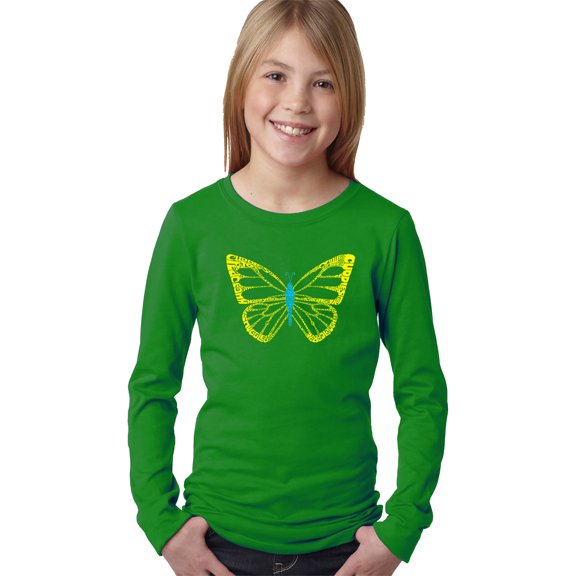 Girl's Word Art Long Sleeve - Butterfly