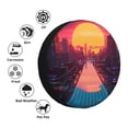 thumbnail image 4 of Yiaed Neon Sunset Cyberpunk Cityscape Print Print Tire Wheel Cover, tire covers for trailers,rv wheel covers,rv tire covers, camper tire covers,tire covers for cars-14 inch, 4 of 6