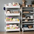 thumbnail image 4 of 4-Tier Particleboard Display Rack with Metal Frame & Hooks - 29.13"W x12.2"D x55.12"H, Sturdy Storage Shelf for Retail/Kitchen/Office, 4 of 5