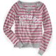 thumbnail image 1 of Aeropostale - Camiseta gráfica de punto para mujer con rayas, color gris, pequeña, 1 of 1