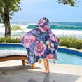 thumbnail image 3 of Yayeee Kids Hooded Towel with Hand Pockets Beach Soft Absorbent Bath Wrap 50 x 23.5 inch, Colorful Art Flowers, 3 of 5