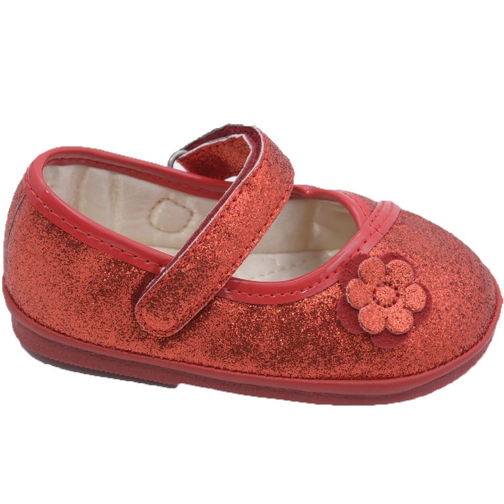 baby girl red glitter shoes